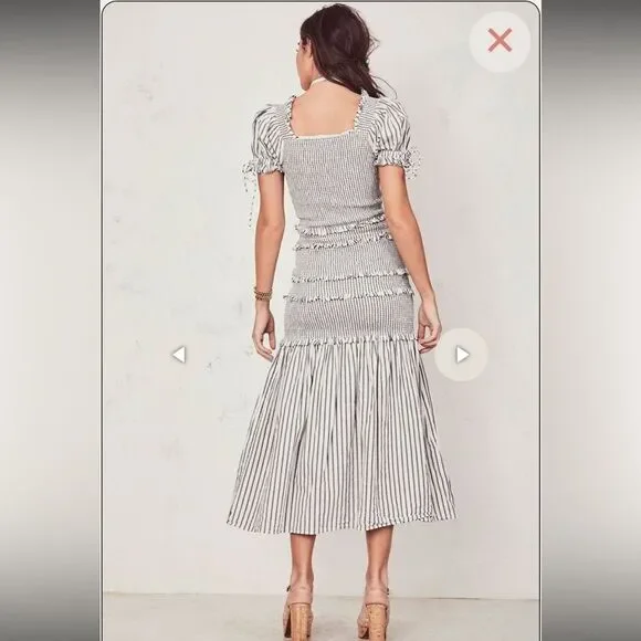 LOVESHACKFANCY THEA DRESS - STRIPE Navy/White Large - Picture 6 of 15